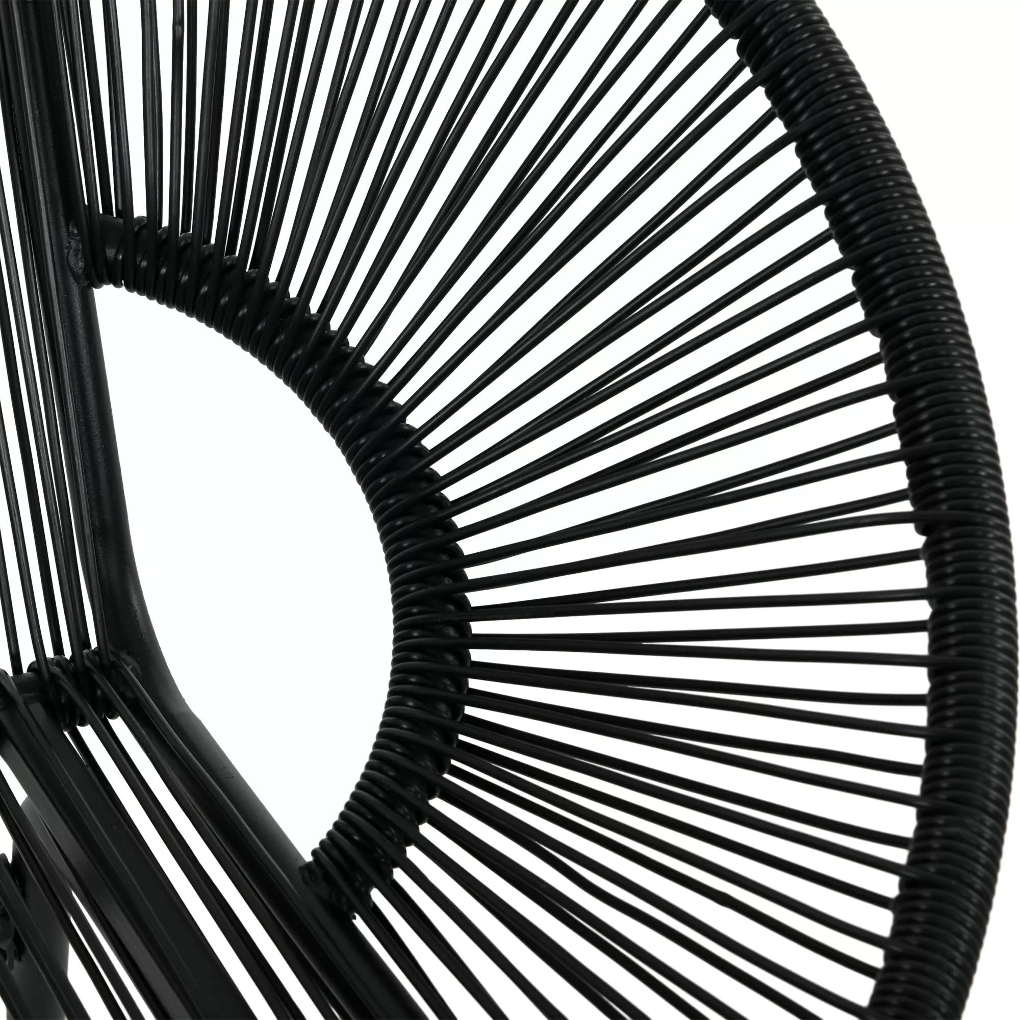 Rattaninis fotelis Boho stiliaus poilsio fotelis, 132 cm x 72 cm x 83 cm, juodas