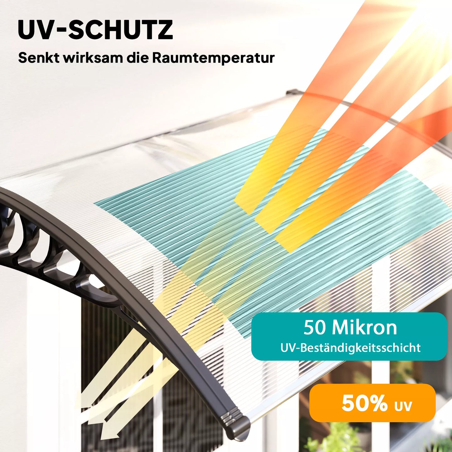 Apsauginis stogelis, atsparus UV spinduliams, atsparus vandeniui, 89x122x24cm, baltas