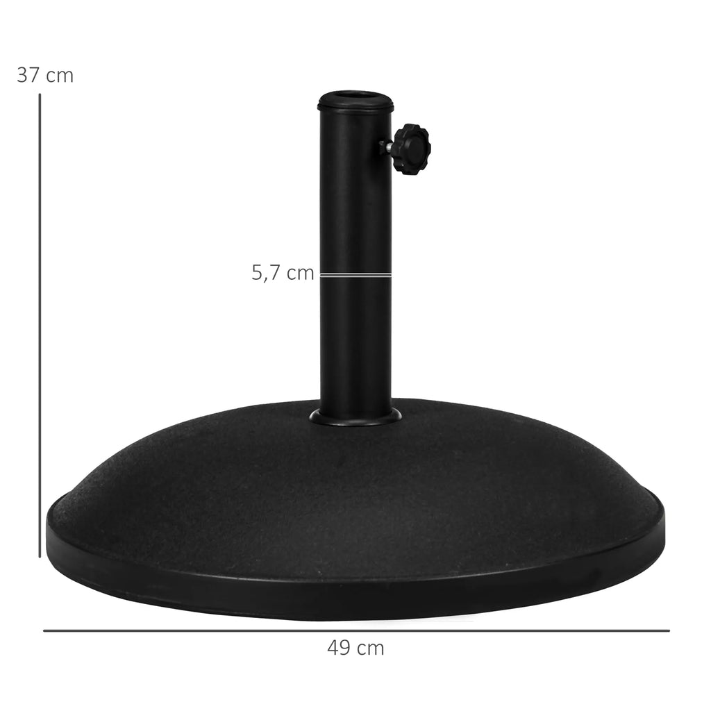 Skėčių stovas, skėčių stovas, 3 adapteriai, reguliuojamas, cementas, 25 kg, juodas