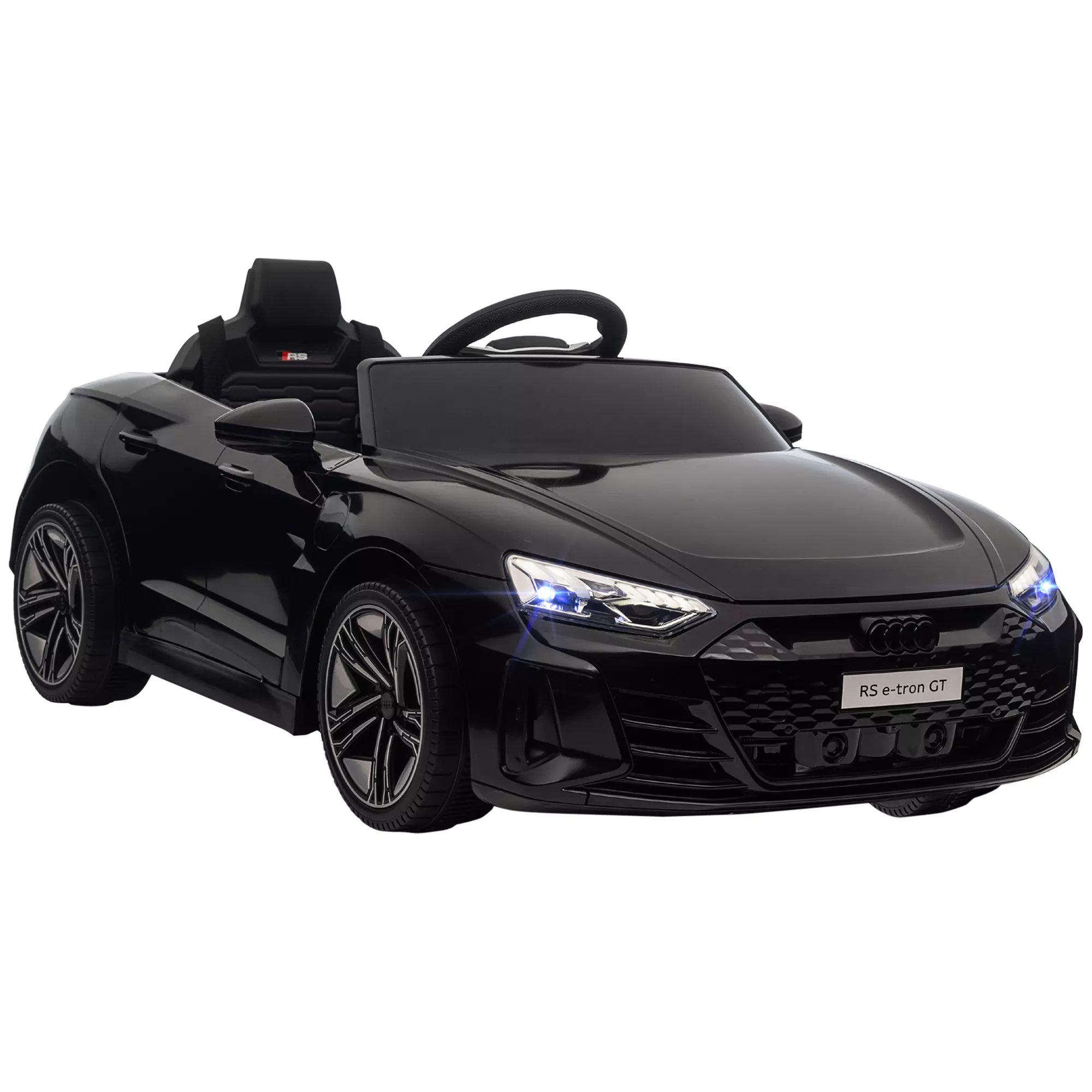 Vaikiškas automobilis, elektrinis automobilis, „Audi“ licencijuotas, su saugos diržu, nuotolinio valdymo pultu, apšvietimu, juodos spalvos, 103 x 58 x 41 cm