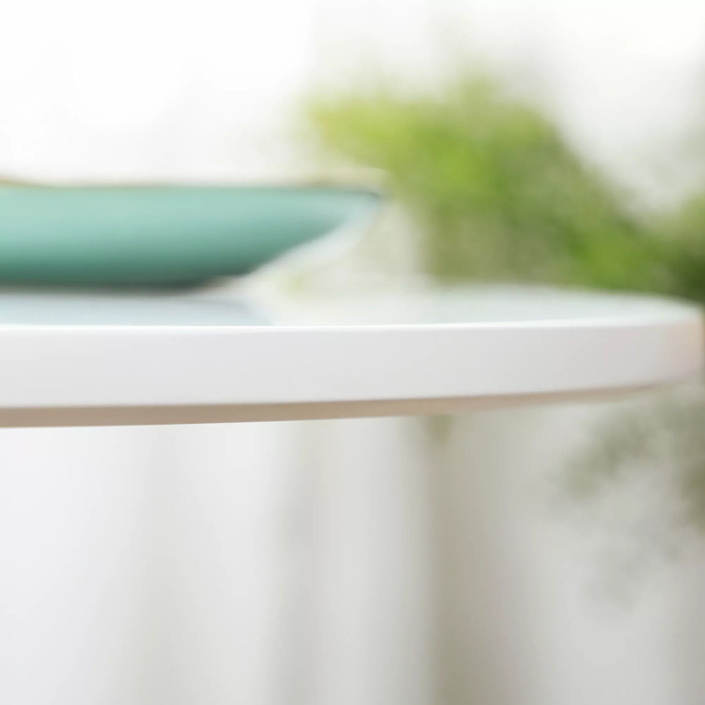 Valgomasis stalas 2 žmonėms, apvalus stalviršis, plieninis pagrindas, baltas, 70 x 70 x 75 cm