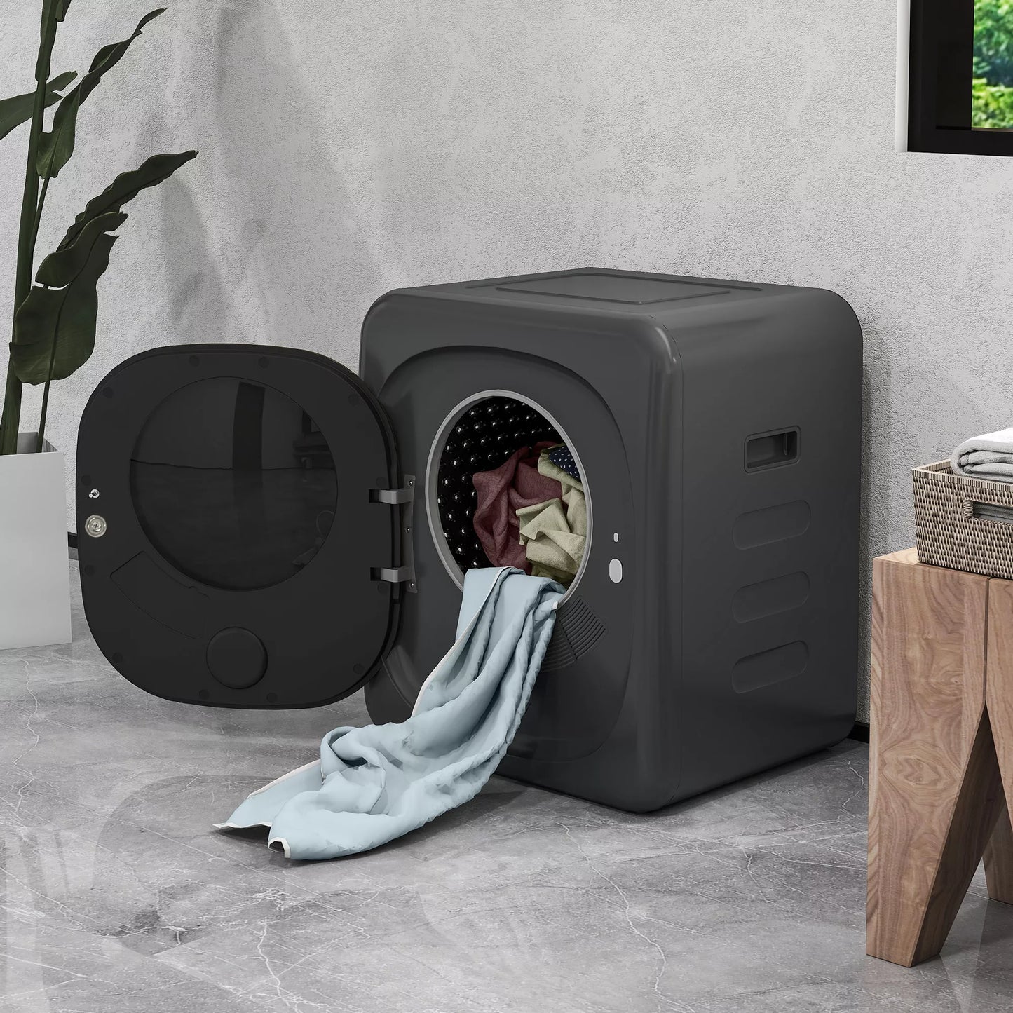 Drabužių džiovintuvas su UV dezinfekcija, kompaktiškas dizainas, 4 kg talpa, nerūdijančio plieno, pilkos spalvos