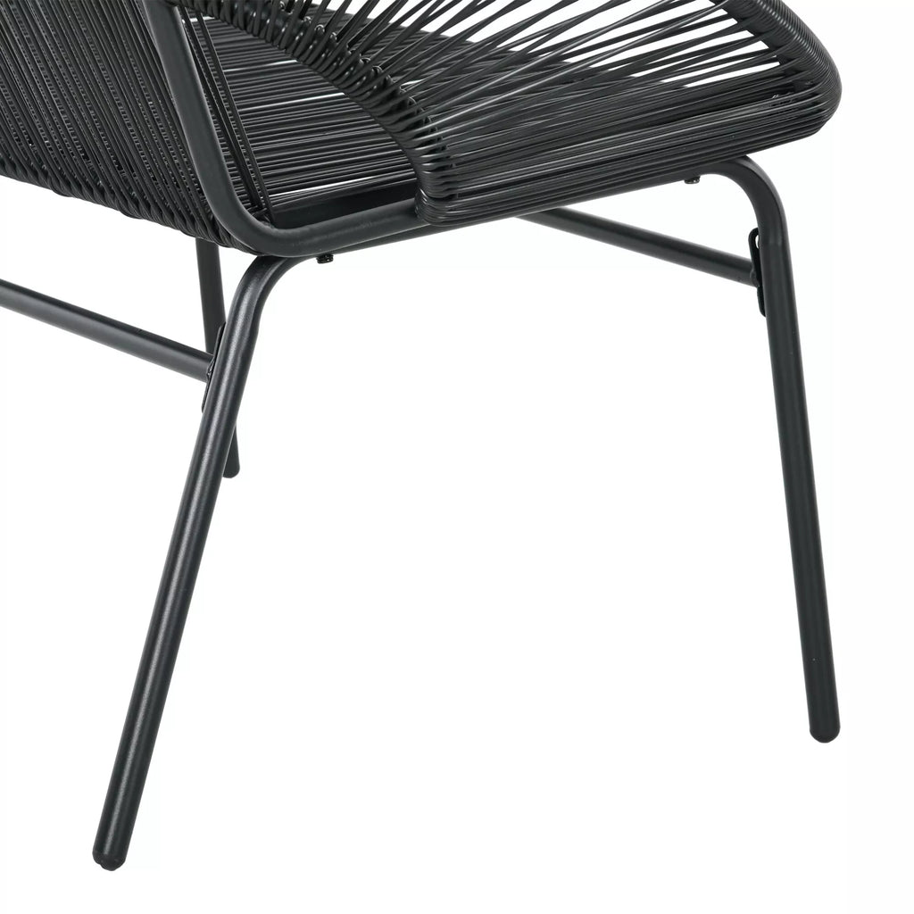 Rattaninis fotelis Boho stiliaus poilsio fotelis, 132 cm x 72 cm x 83 cm, juodas