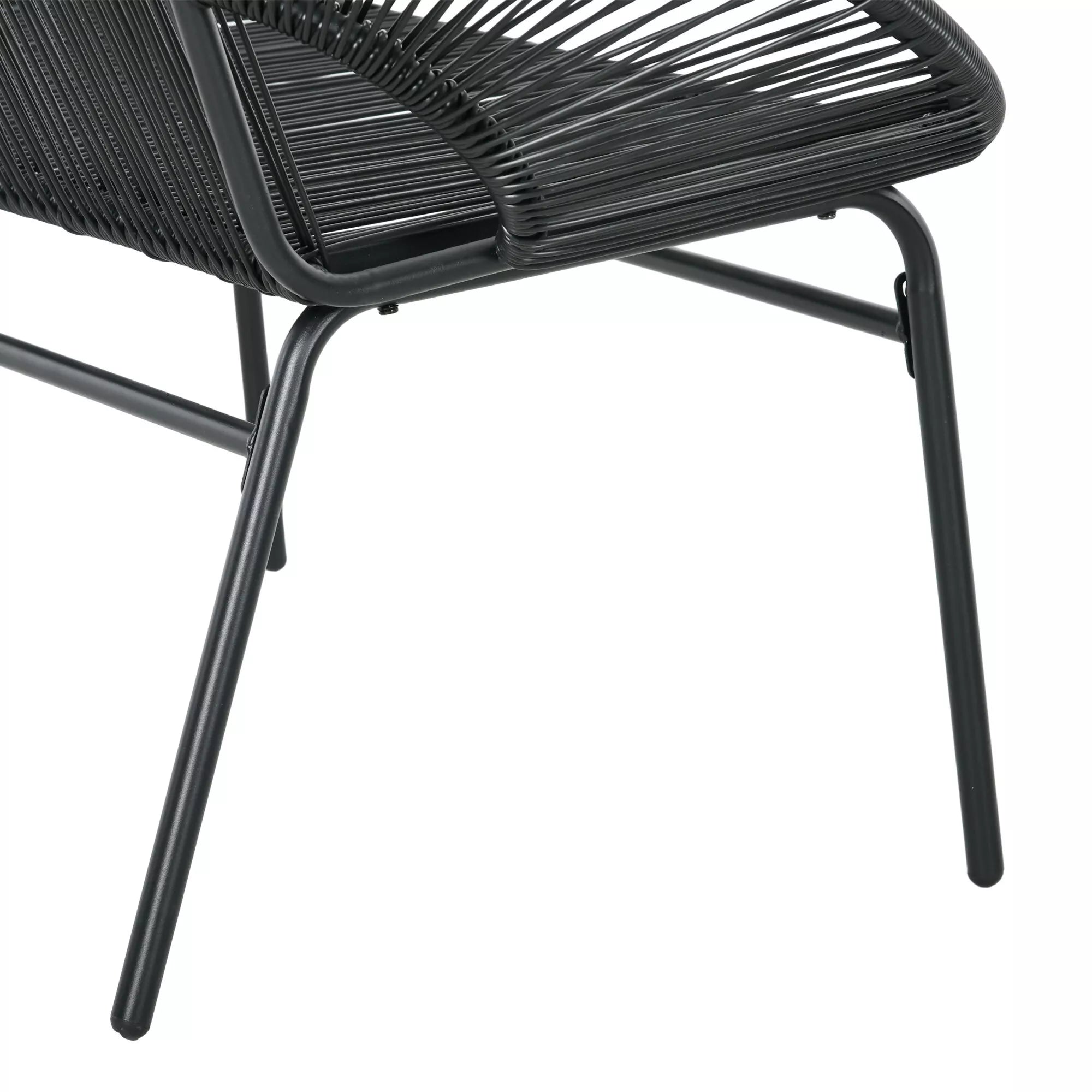 Rattaninis fotelis Boho stiliaus poilsio fotelis, 132 cm x 72 cm x 83 cm, juodas