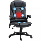 Juoda dirbtinės odos biuro masažinė kėdė su masažo taškais