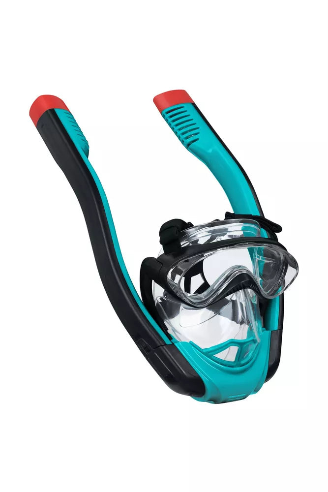 Nardymo kaukė Flowtech, viso veido, su dvigubu vamzdeliu, L/XL dydis, turkio spalvos