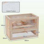 Narvelio matmenų schema: 60 × 35 × 42 cm ir tinklelio akučių dydis