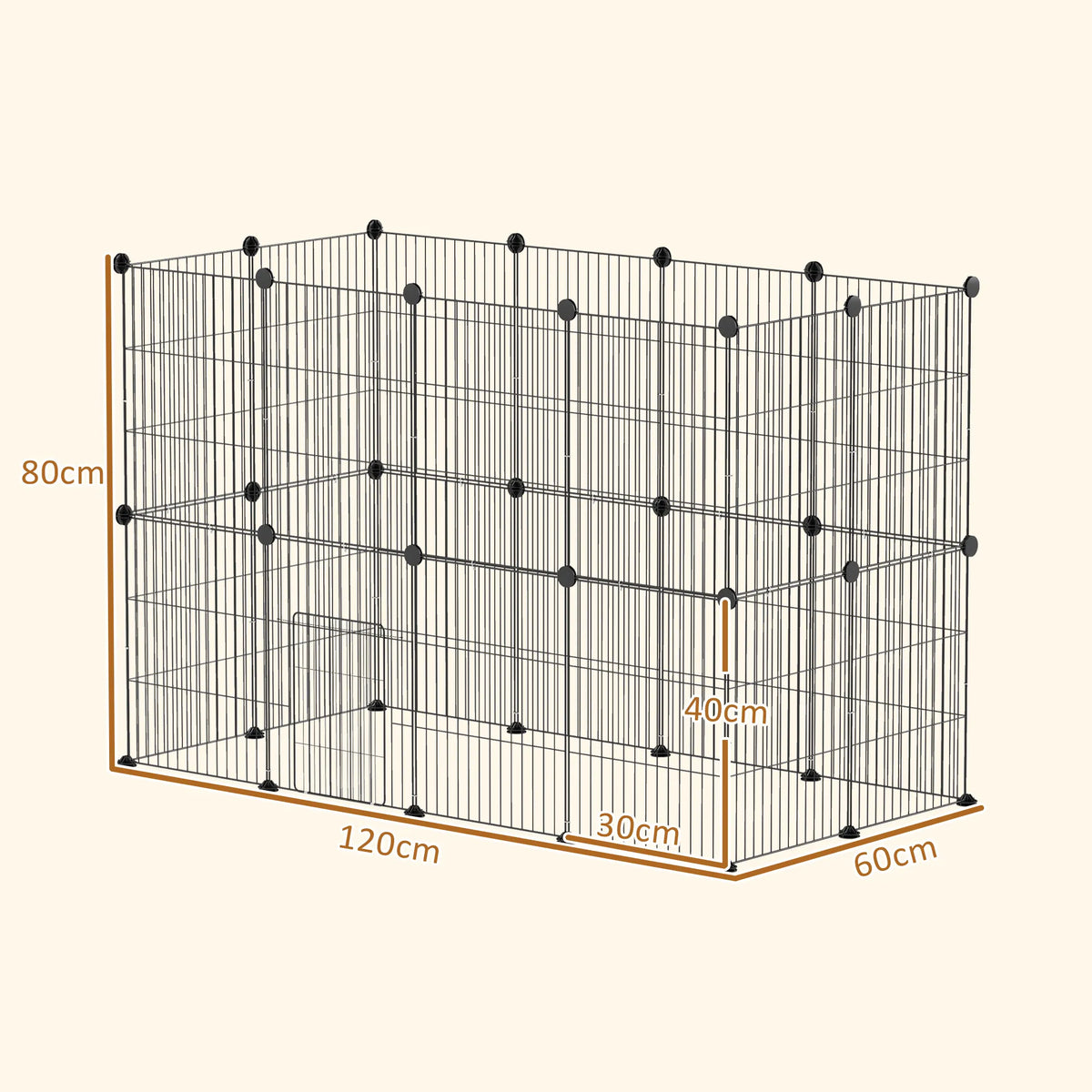 Narvelis smulkiems gyvūnams, modulinis, 0,72 m² ploto, juodas