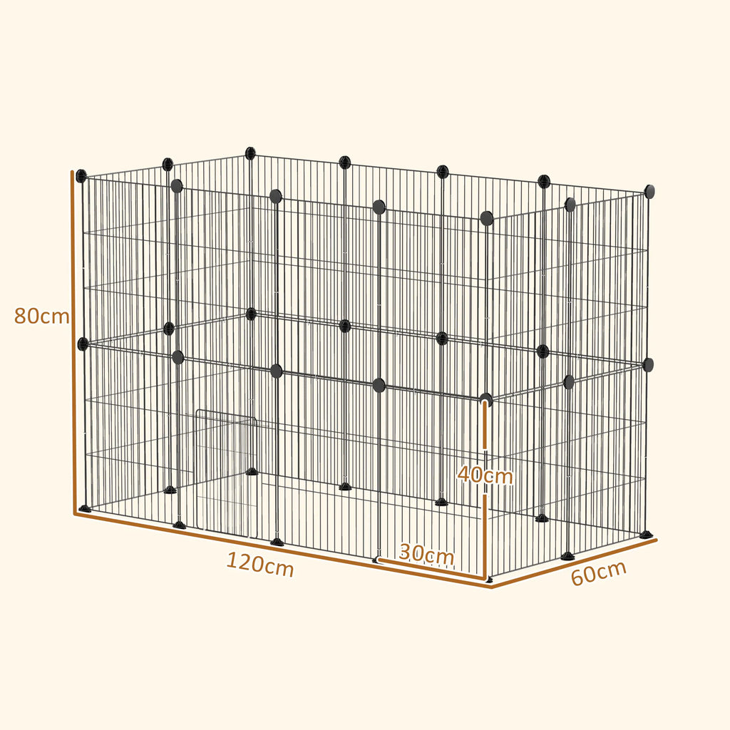 Narvelis smulkiems gyvūnams, modulinis, 0,72 m² ploto, juodas