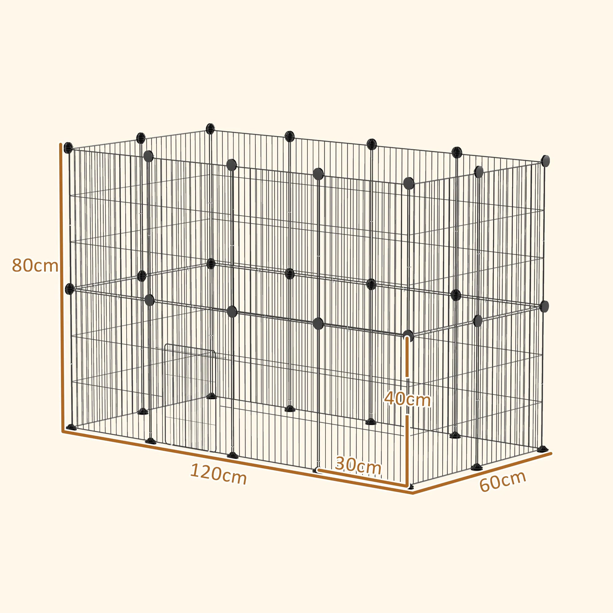 Narvelis smulkiems gyvūnams, modulinis, 0,72 m² ploto, juodas