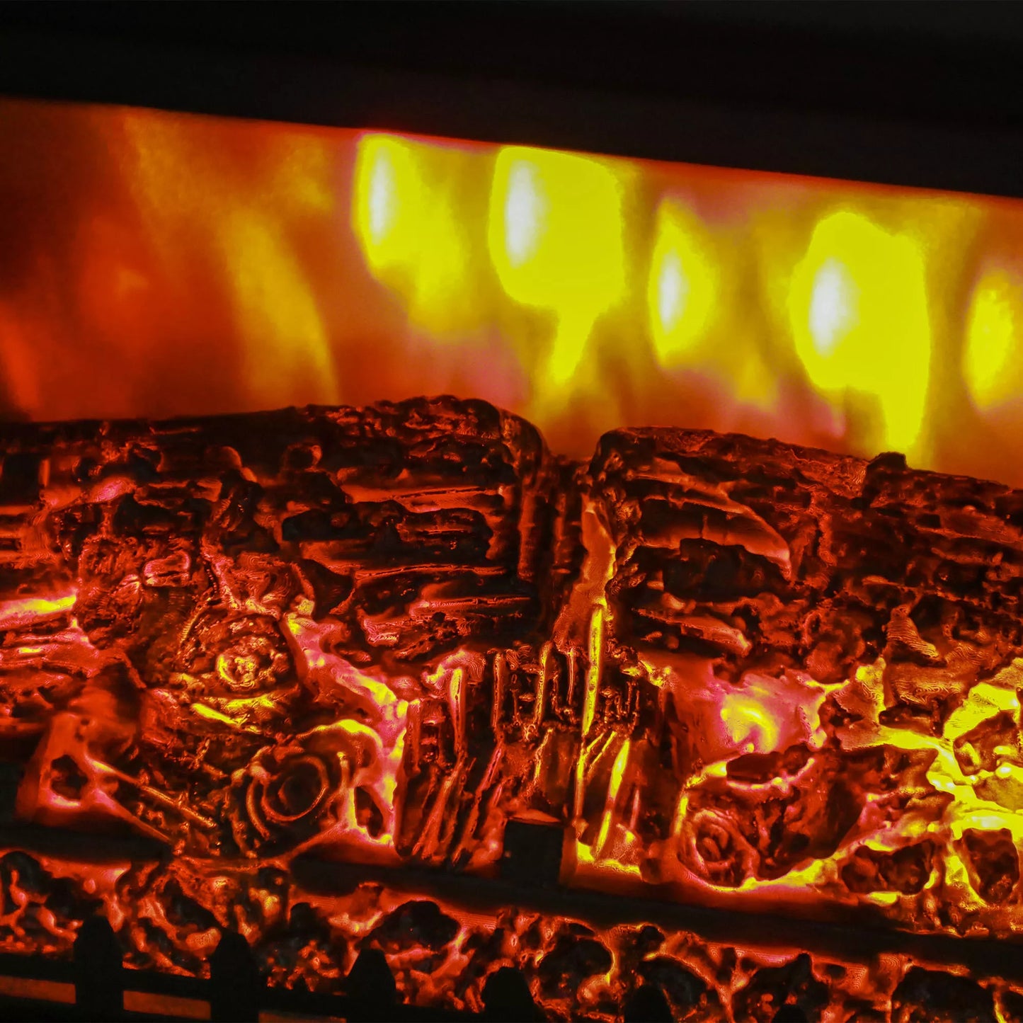 Elektrinis židinys su realistišku ugnies efektu, apsauga nuo perkaitimo ir žemu triukšmo lygiu, 1800W, Juodas