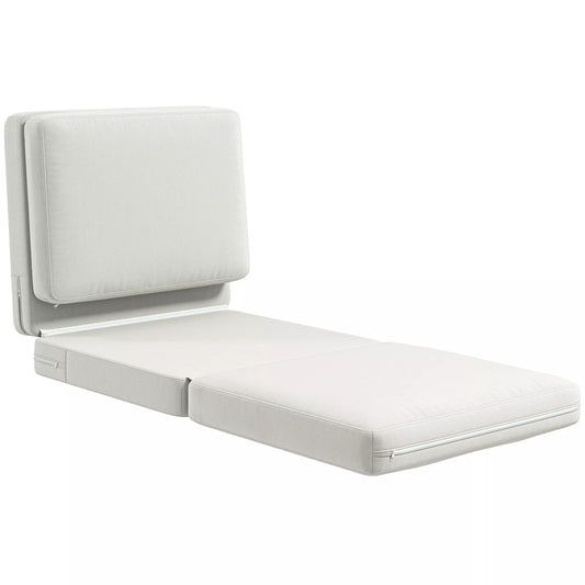Sulankstoma kėdė ant grindų su pagalvėle, transformuojama į minkštą sofą, skirta svetainei, svečių kambariui, biurui, 75 x 268 x 18 cm, kreminės baltos spalvos