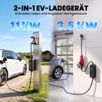 Nešiojama elektromobilių įkrovimo stotelė, 11 kW, 8 m, 2 tipo jungtis, juoda