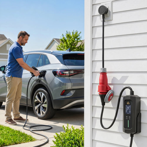 Nešiojama elektromobilių įkrovimo stotelė, 11 kW, 8 m, 2 tipo jungtis, juoda