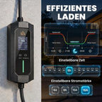 Nešiojama elektromobilių įkrovimo stotelė, 11 kW, 8 m, 2 tipo jungtis, juoda
