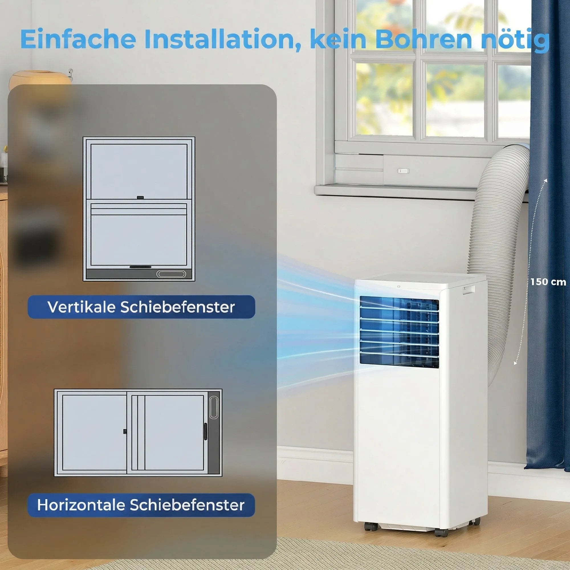 Nešiojamas oro kondicionierius 7000 BTU 4-in-1 vėsinimo funkcija
