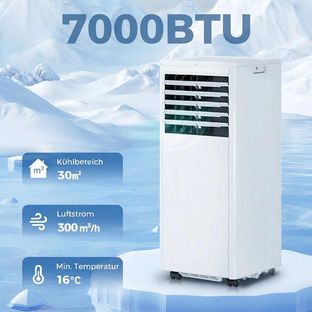 Nešiojamas oro kondicionierius 7000 BTU 4-in-1 vėsinimo funkcija