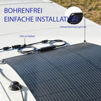Saulės skydelio laidai ir tvirtinimo kilpos ant kemperio stogo