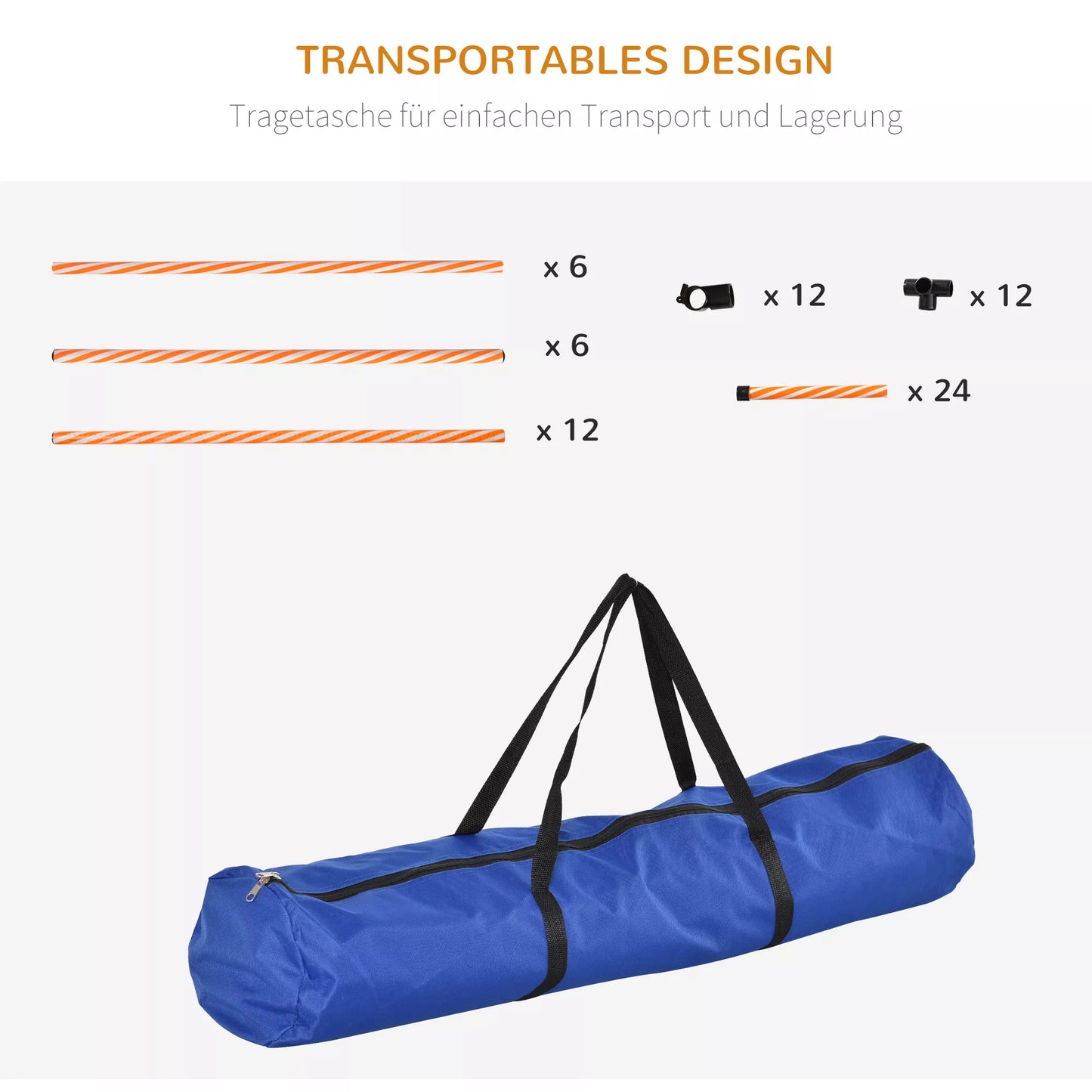 Agility rinkinys šunims, 6 vnt. Agility įrangos rinkinys su supynimo kartimis, švilpuku, šunų dresūros reikmenys su nešiojimo krepšiu, parkui, sodui, oranžinė