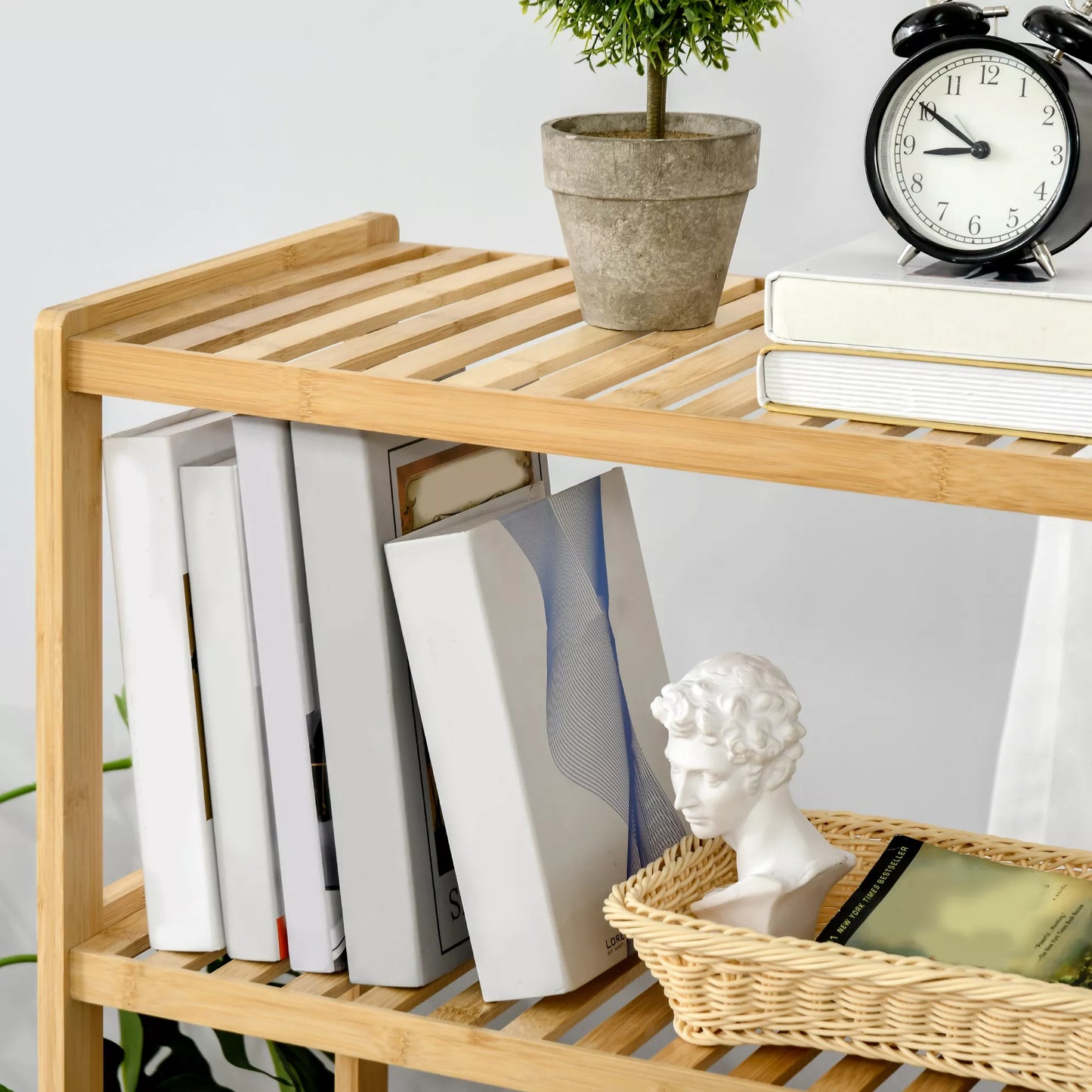 Pastatoma lentyna Knygų lentyna 4 pakopų bambuko lentyna Biuro lentyna Laikymo lentyna Dokumentų lentyna Virtuvės lentyna voniai, virtuvei, svetainei, miegamajam Bambukas Natūralus 62 x 33 x 112 cm
