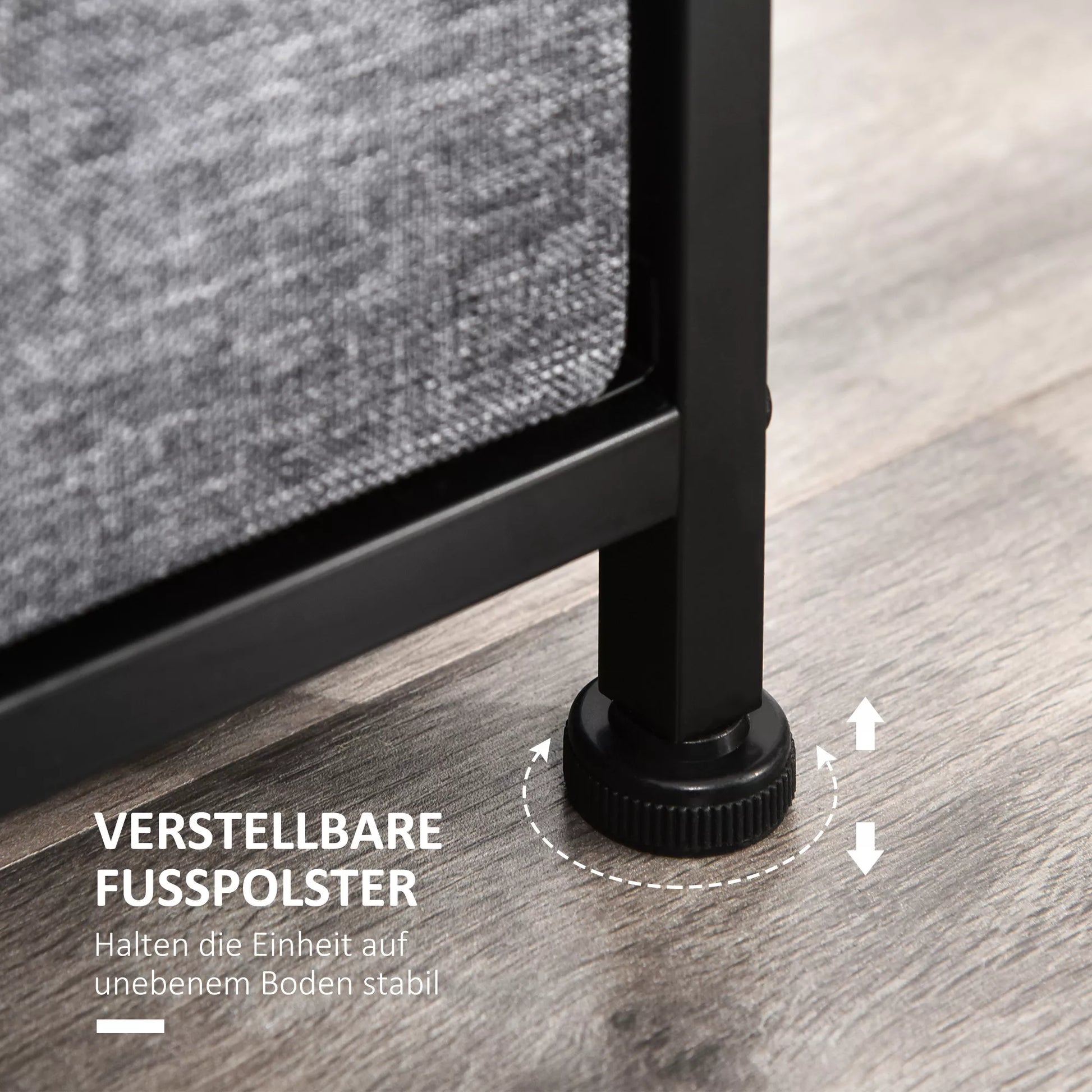 Spintelė su 8 audinių stalčiais, 2 dideliais, 6 mažais, metaliniu rėmu, apsauga nuo apvirtimo, pilka