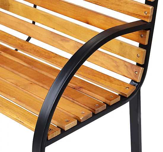 Sodo suolas Parko suolas 2 vietų Sodo plienas + pušies mediena Natūralus B122 x T60 x H83 cm