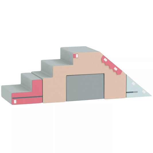 2 dalių minkštų žaidimų blokų rinkinys mažyliams, dirbtinė oda, putplastis, laipiojimui, statymui, žaidimui, spalvingas