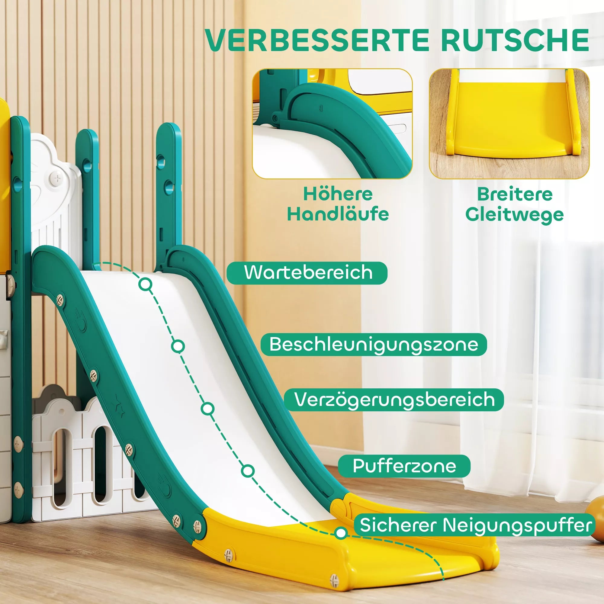 Čiuožykla ir sūpynių komplektas 9-in-1 vaikams nuo 1 metų, geltona