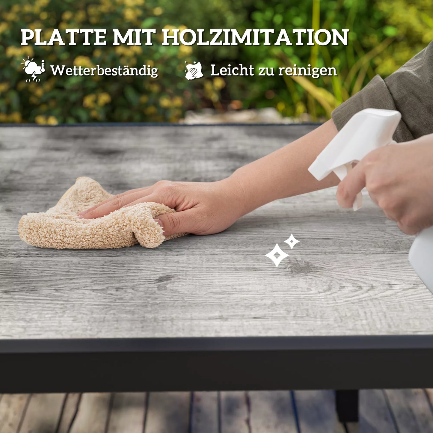 Ištraukiamas valgomojo stalas 6–8 asmenims, reguliuojamas lauko stalas iš aliuminio, plieno, plastiko, medžio imitacijos, pilkos spalvos