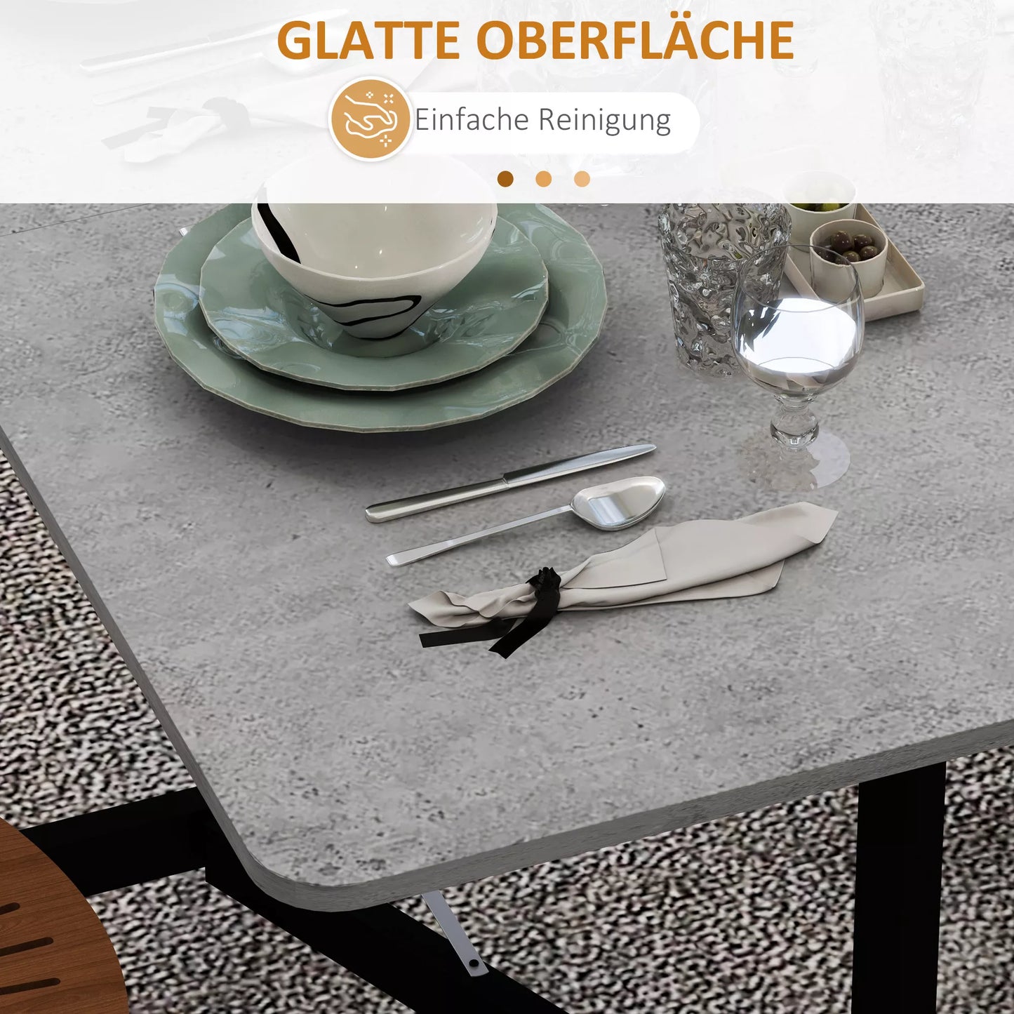 Valgomasis stalas 4-6 žmonėms, sulankstomas, su ratukais, plieniniu rėmu, 52,5-120 x 80 x 73 cm, pilkos spalvos