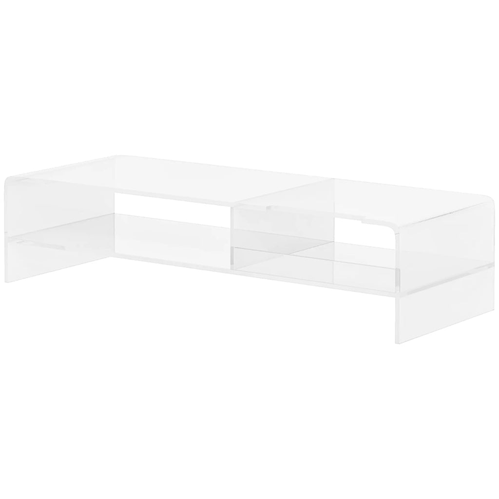 Monitorių stovas su klaviatūros dėklu, skaidrus, skirtas iki 24 colių monitoriams, 2 lygiai, akrilas, 50,8 x 19 x 12 cm
