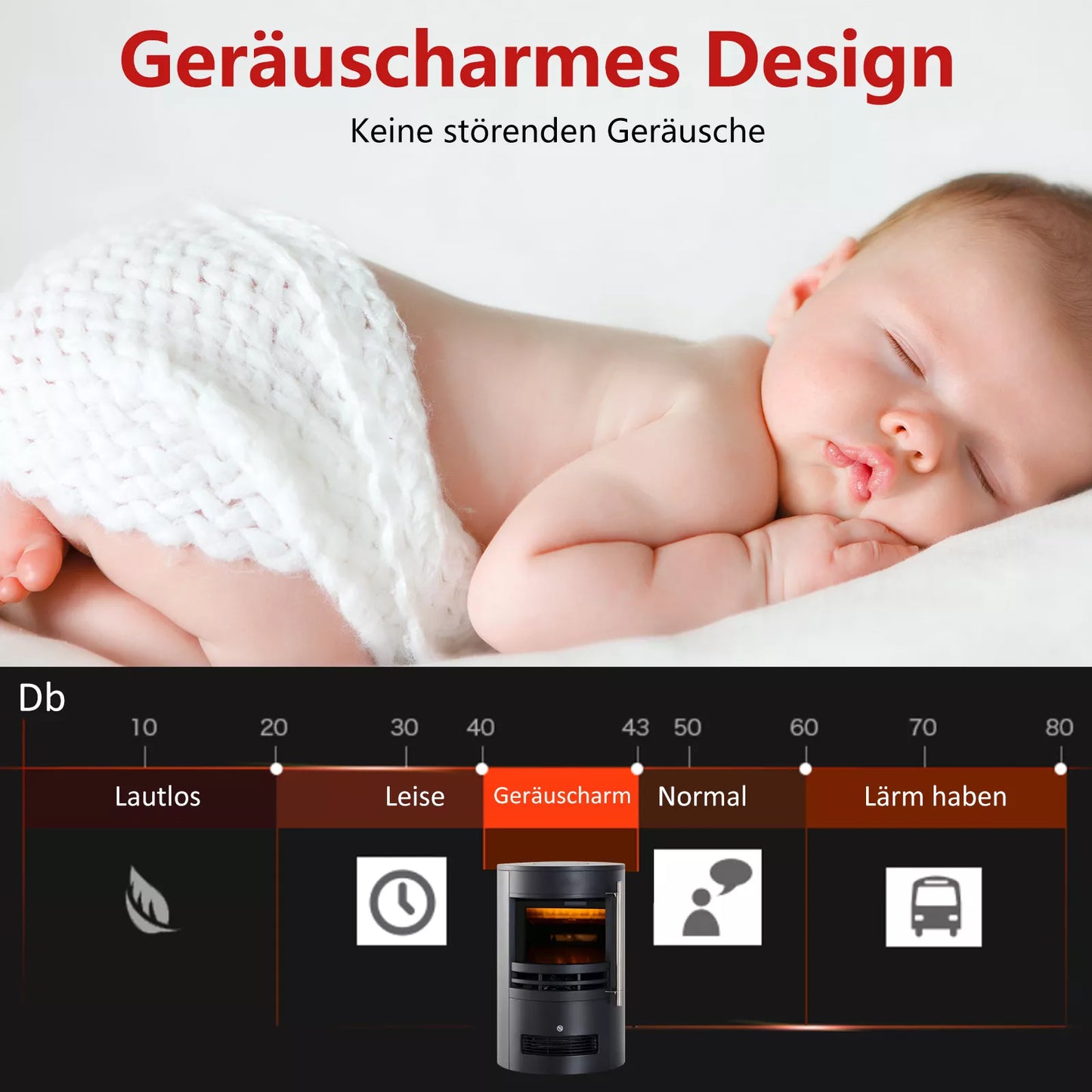 Elektrinis židinys su šildymu, elektrinis židinys su LED liepsnos efektu, 900/2000W dekoratyvinis židinys, elektrinis židinys, juodas