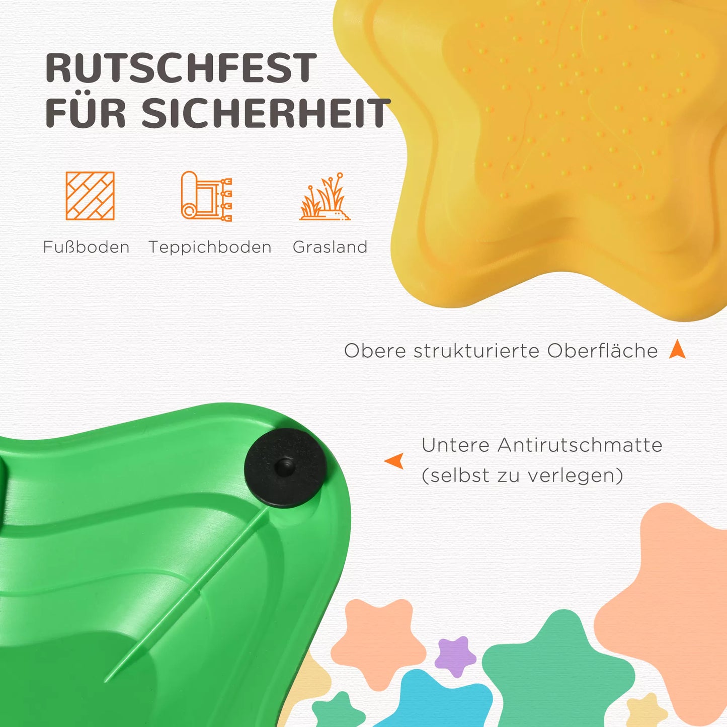 Takelių rinkinys vaikams nuo 3 metų, 11 akmenų, neslystantis, iki 80 kg, jūrų žvaigždės dizainas