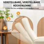 Atlojamas krėslas su pėdų atrama, Ergonominis krėslas su 10 vibracijos taškų, dirbtinė oda, 76 x 81 x 105 cm, kreminės baltos spalvos