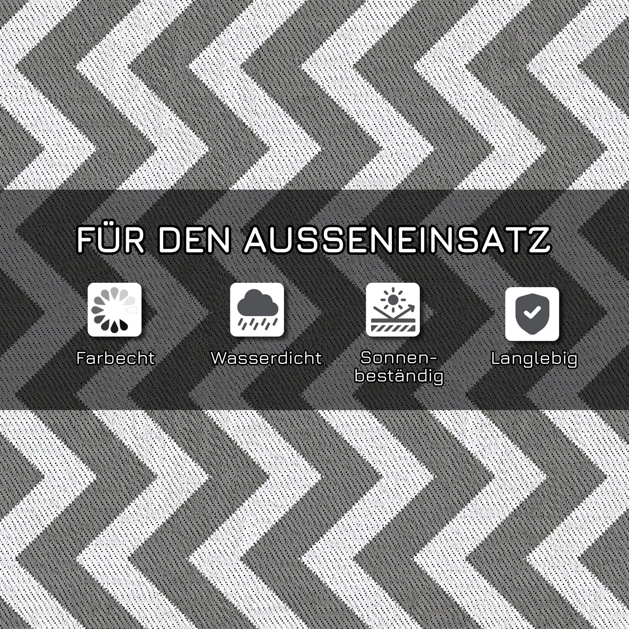 Lauko kilimas, neperšlampamas, dvipusis dizainas, aukštos kokybės plastikinės pluošto gijos, šviesiai pilkos ir baltos spalvos, 121 x 182 cm