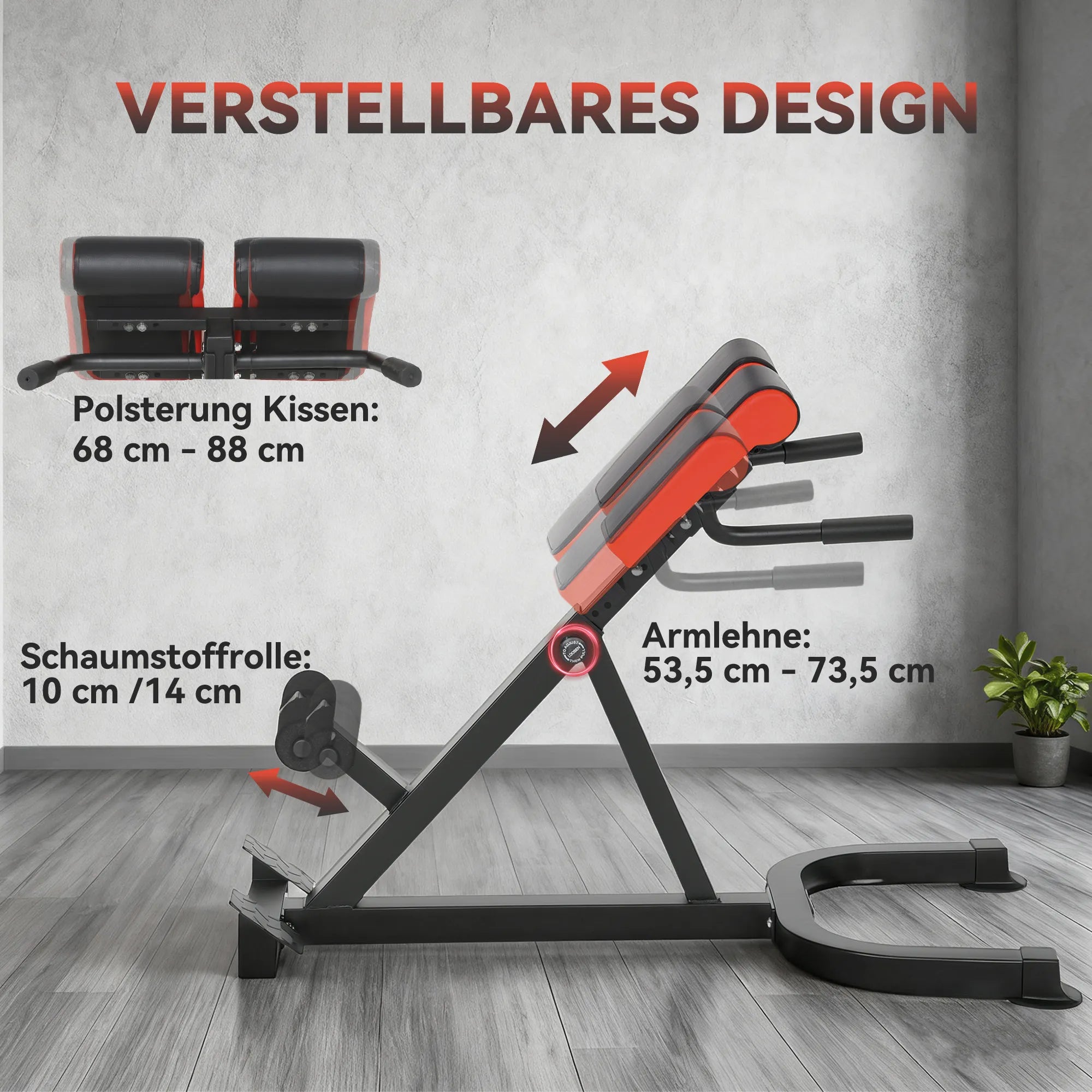 Nugaros treniruoklis reguliuojamas iki 120 kg, raudonai juodas