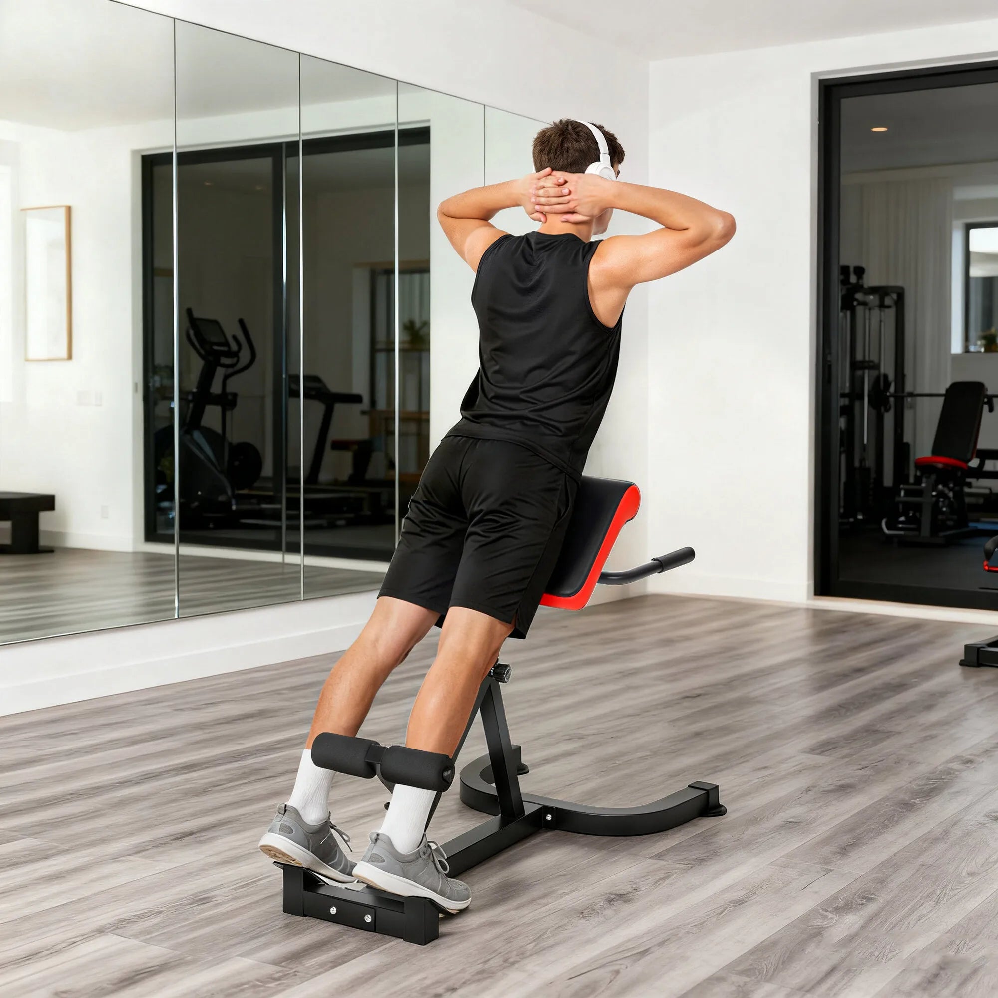Nugaros treniruoklis reguliuojamas iki 120 kg, raudonai juodas