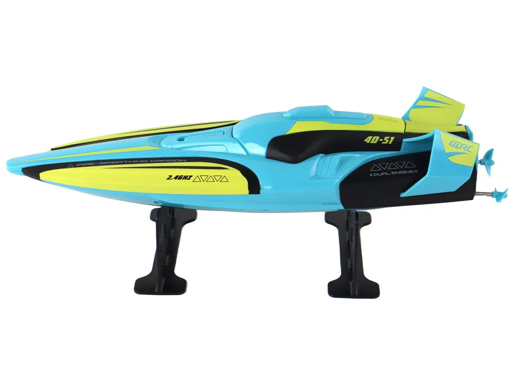 Nuotoliniu būdu valdomas kateris, 2,4 GHz, iki 40 km/val., geltonos ir turkio spalvos