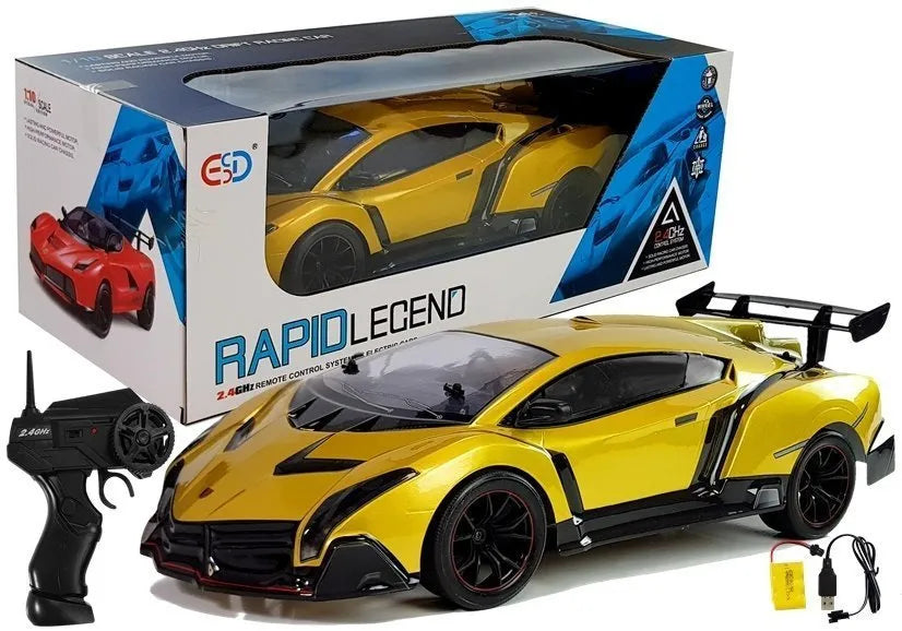 Nuotoliniu būdu valdomas sportinis automobilis, 1:10 mastelis, aukso spalvos
