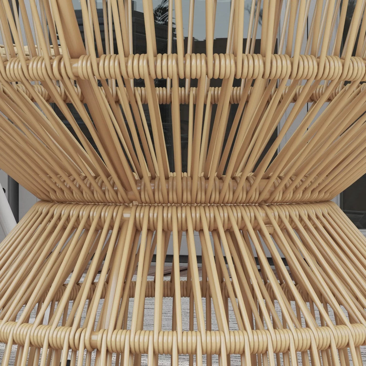 Lauko staliukas Sodo stalas Rotango staliukas, stiklo stalviršis, PE rotangas, 60 cm x 60 cm x 50 cm, natūralus