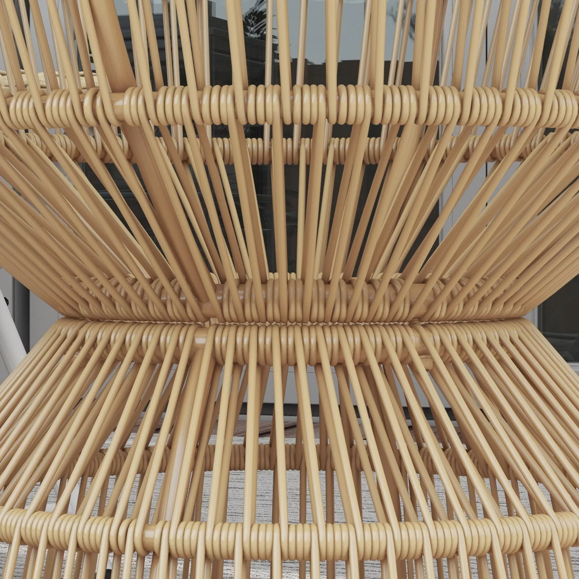 Lauko staliukas Sodo stalas Rotango staliukas, stiklo stalviršis, PE rotangas, 60 cm x 60 cm x 50 cm, natūralus