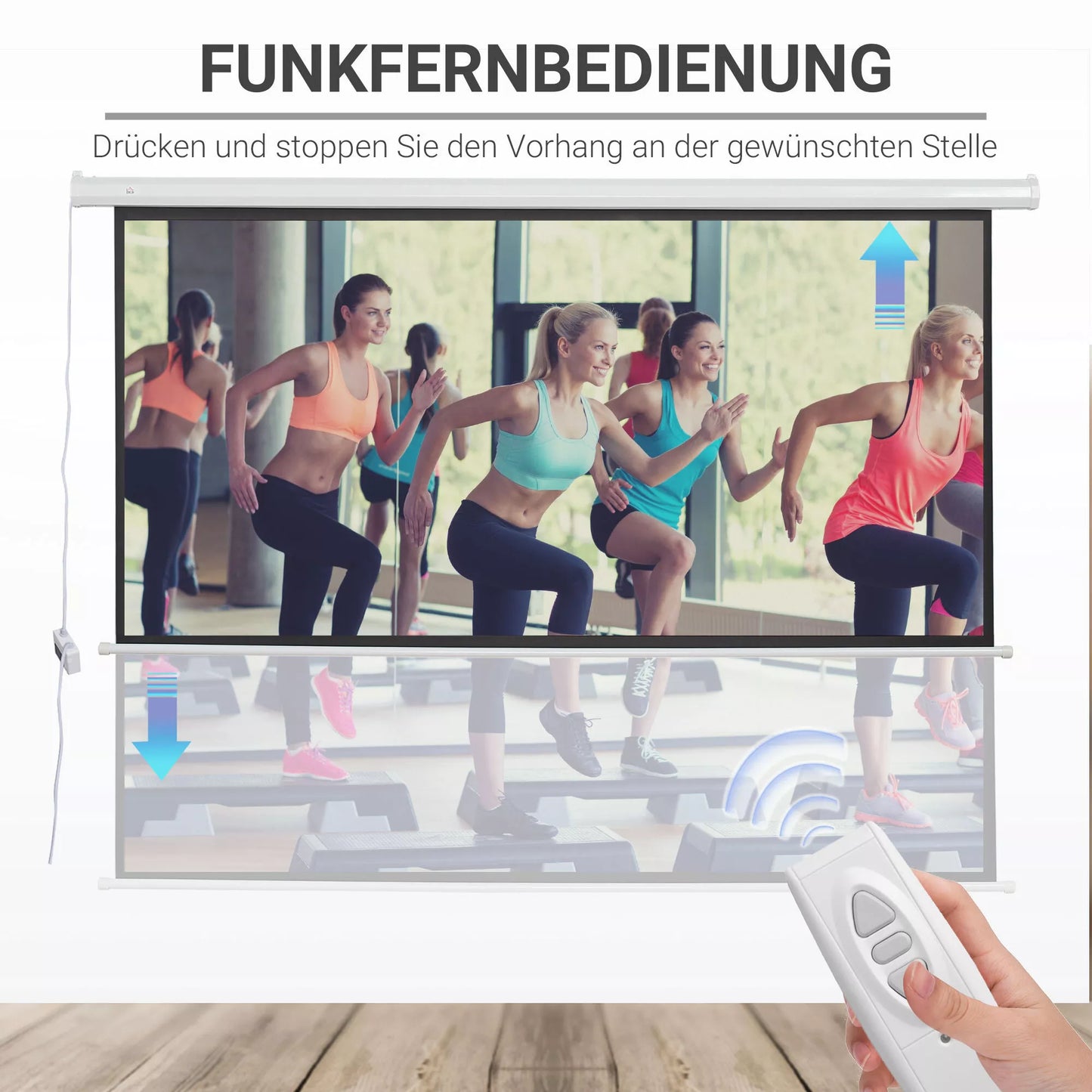 Projektoriaus ekranas, su nuotolinio valdymo pulteliu, 84 coliai, 4:3 formatas, 171x130 cm, baltas