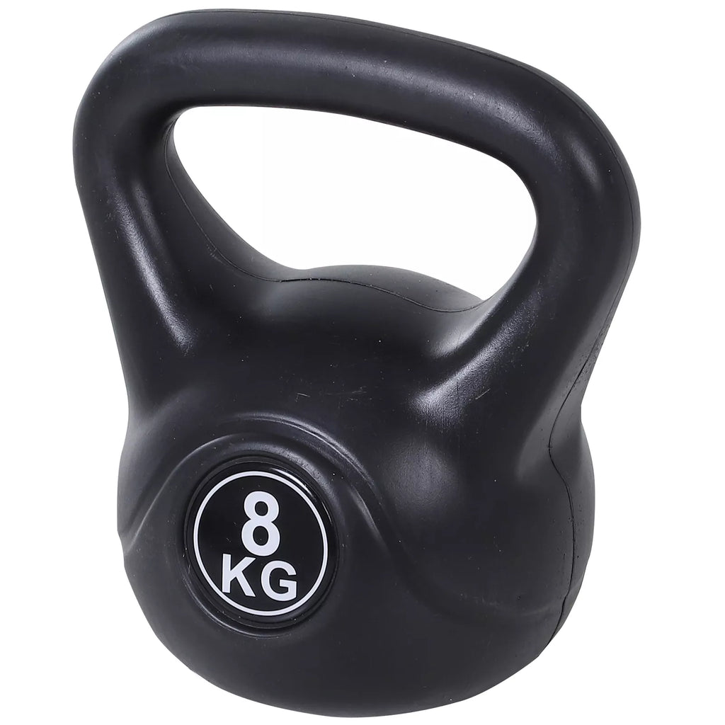 Kettlebell rutulinis svarmuo 8 kg, užpildytas smėliu, skirtas pradedantiesiems, juodas