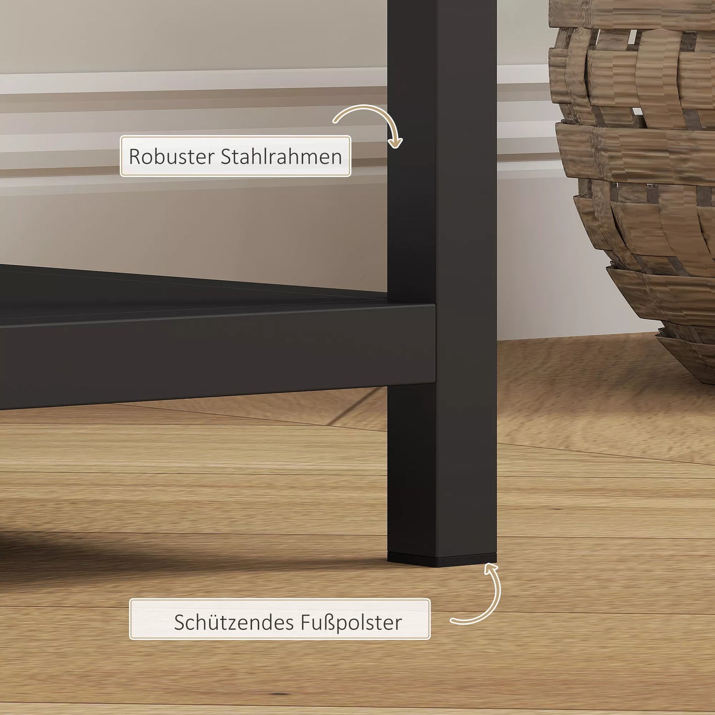 Konsolinis staliukas, 4 lygiai, plieninis rėmas, prieškambariui, svetainei, juodas