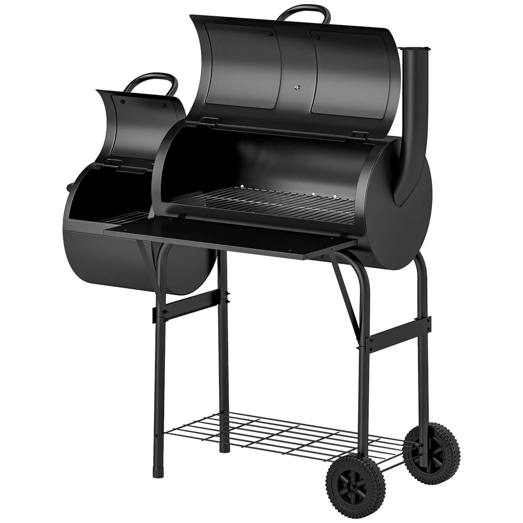 Anglies grilis iš plieno BBQ Smoker su dangčiu Termometras Ratai Oro tiekimas Anglies dėžė