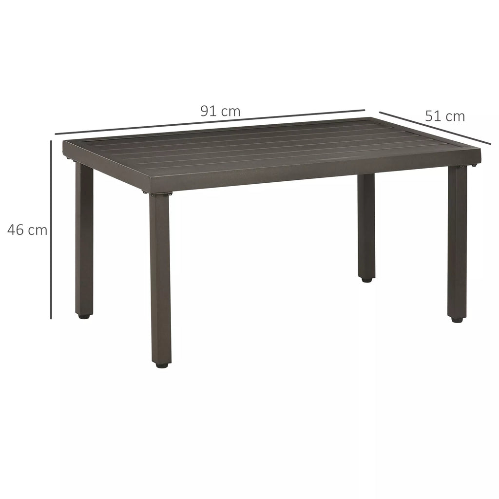 Sodo stalas, pagalbinis stalas, plieninis rėmas, rudas, 91 x 51 x 46 cm