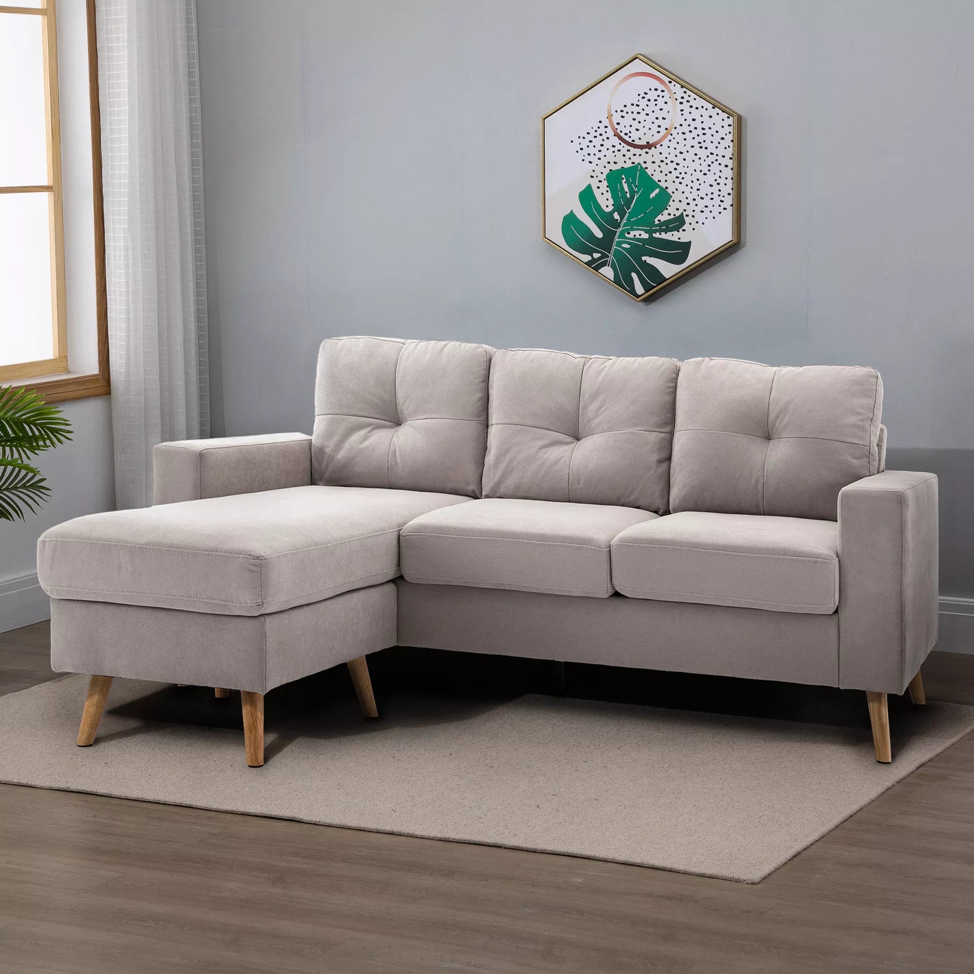 Kampinė sofa keičiama kryptimi 193x136 cm šviesiai pilka