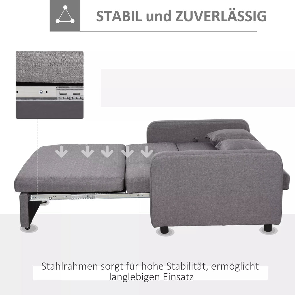 Dvivietė miegamoji sofa su daiktadėže, lengvai transformuojama, lankstus dizainas, pilka