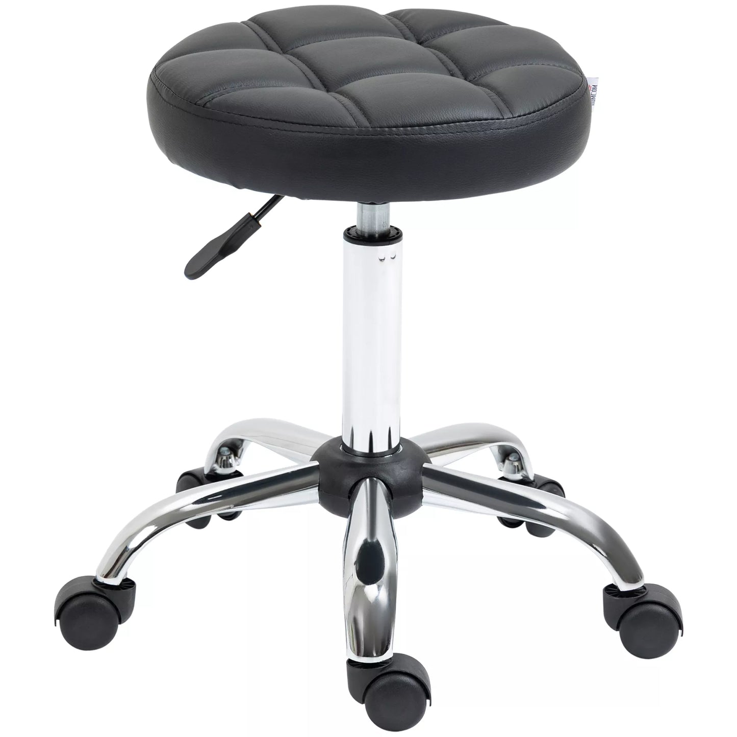 Sukama taburetė, salono taburetė, reguliuojamo aukščio, dirbtinė oda, dygsniuotas dizainas, juoda/sidabrinė
