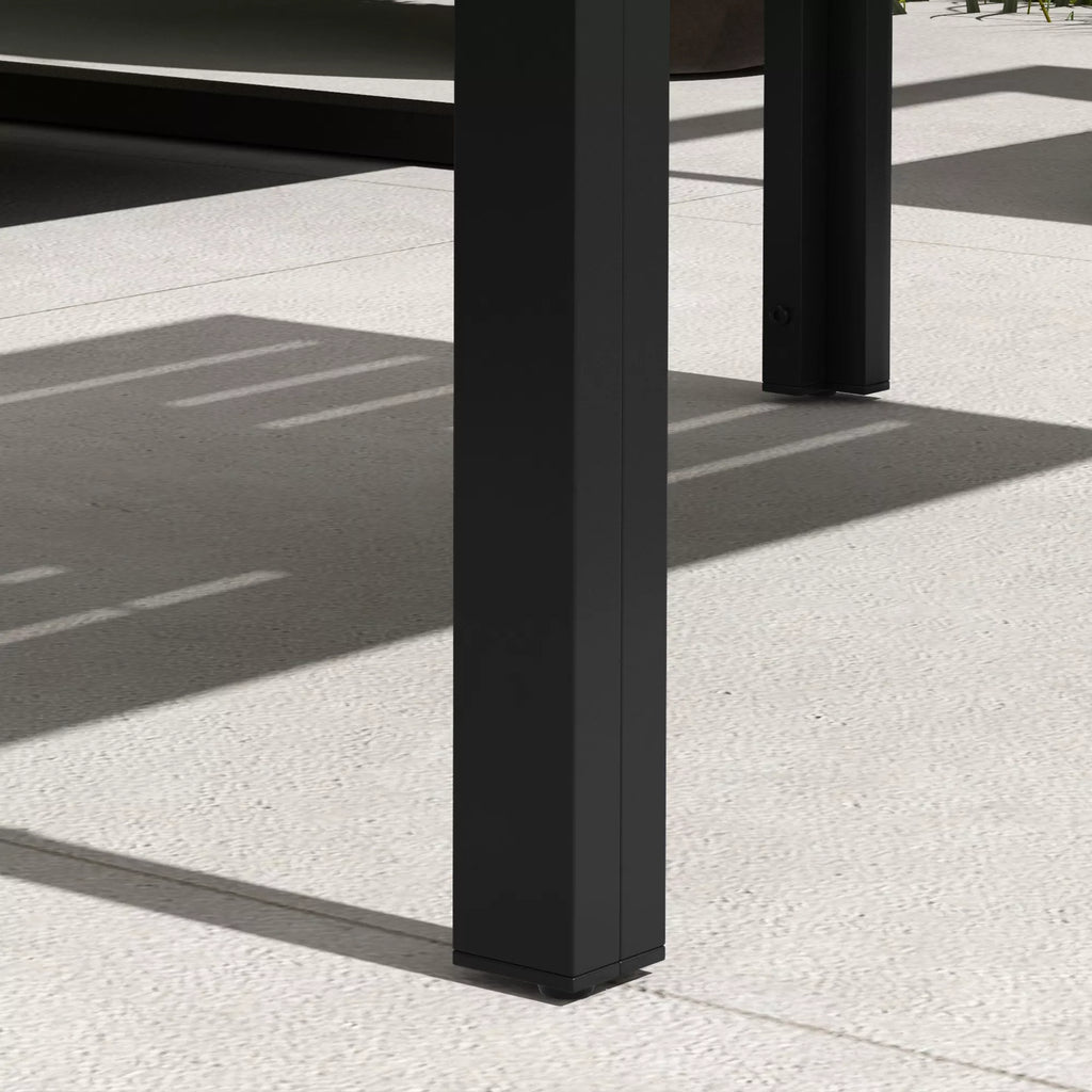 Pagalbinis stalas Balkono stalas iš plieno Stačiakampis kavos stalas Atsparus atmosferos poveikiui Sodo stalas 101,5x61x46 cm Juodas
